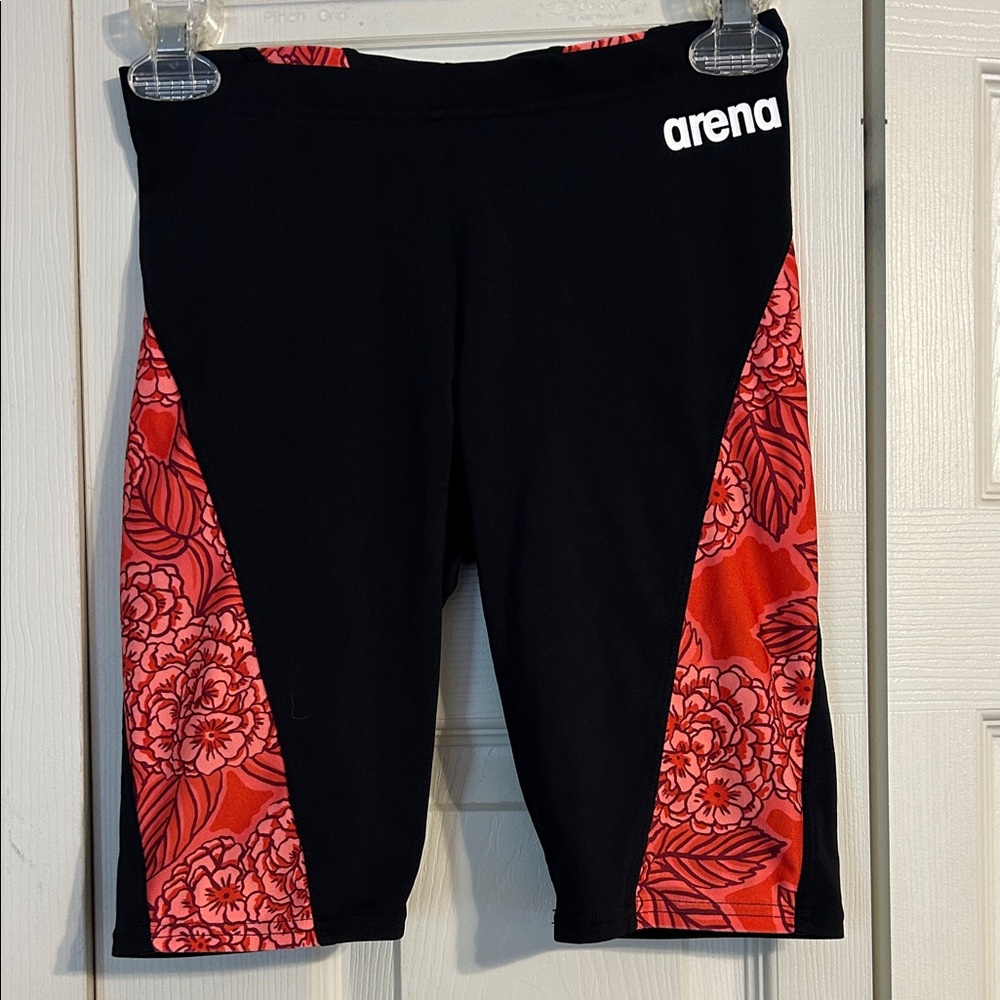 Arena Hydrangea Bouquet Jammer Size 30 Swim Black Orange Red Streamlined Lined